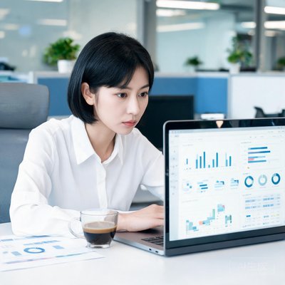 数据科学家李娜，28岁，干练短发，专注看着电脑